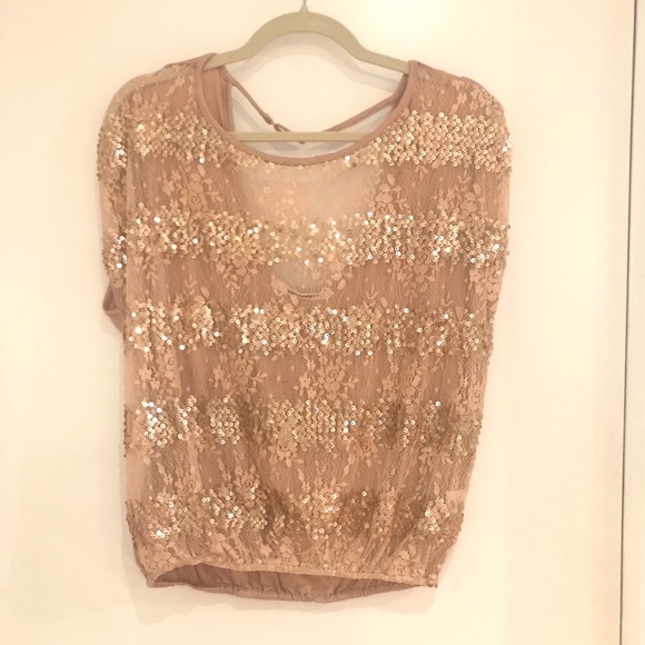 KANVAS Sequin nude Blouse - Picture 1 of 7
